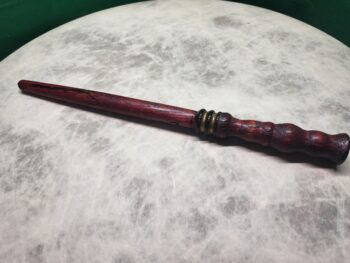 Handmade ash wood wand with fractal burning.